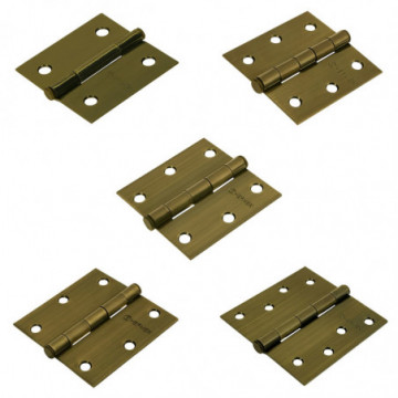 3 in Brass-plated steel square hinge