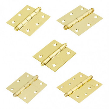 3-1/2 in Brass-plated steel square hinge