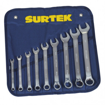 Set of 9 12-Point Mirror Polished Combination Wrenches