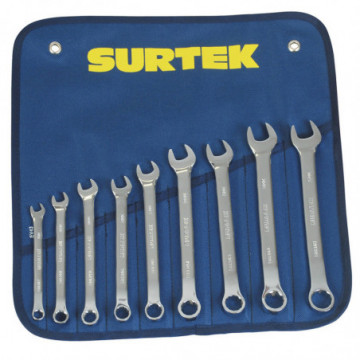 Set of 9 12-Point Metric Mirror Polished Combination Wrenches