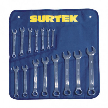 Set of 15 12-Point Metric Mirror Polished Combination Wrenches