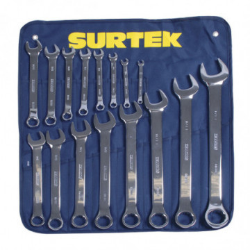 Set of 16 12-Point Mirror Polished Combination Wrenches