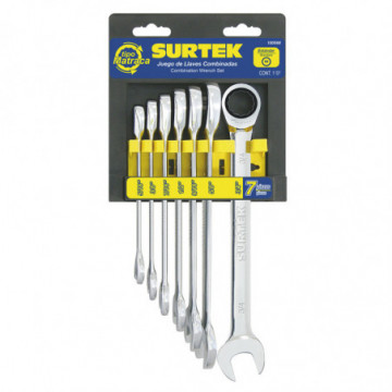 Set of 7 inch ratcheting combination wrenches