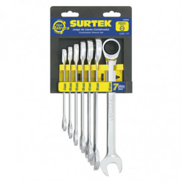 Set of 7 metric ratcheting combination wrenches