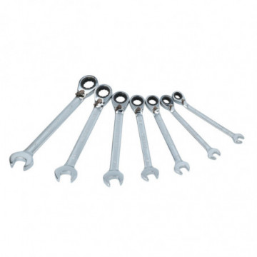 Set of 7 inch reversible ratcheting combination wrenches