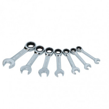 Set of 7 Inch Short Ratchet Combination Wrenches