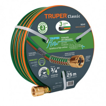 Hose 1/2" reinforced 3 layers 20 m metal connections