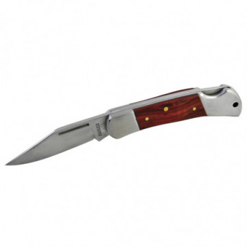 Folding knife with 1 stainless steel blade with wooden body