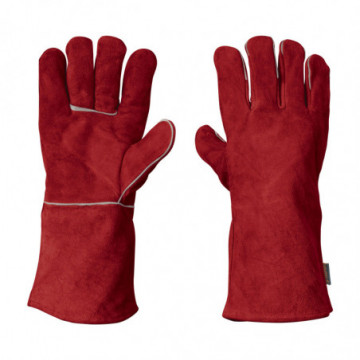 Red gloves for welder