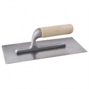 Professional trowel with wooden handle 11" x 5" 6 serrated rivets