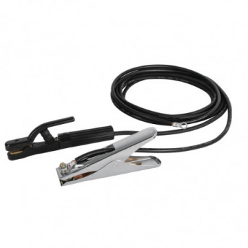 Set of 2 cables with ground clips for welding