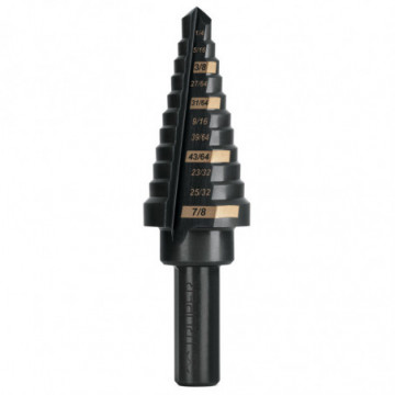 Step drill bit black oxide 1/4in to 7/8in