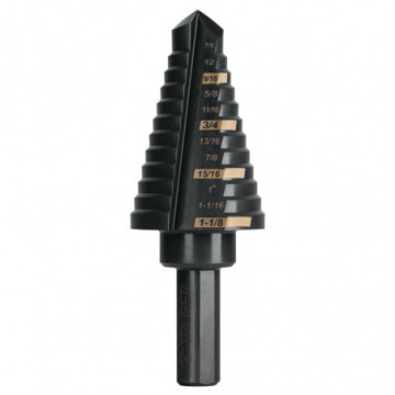 Step drill bit black oxide 7/16in to 1-1/8in