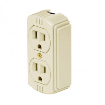 Surface mount duplex grounded receptacle
