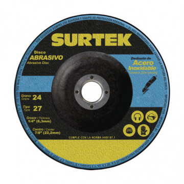 Type 27 Abrasive Disc for Stainless Steel 7" x 1/4" Extra Heavy Duty