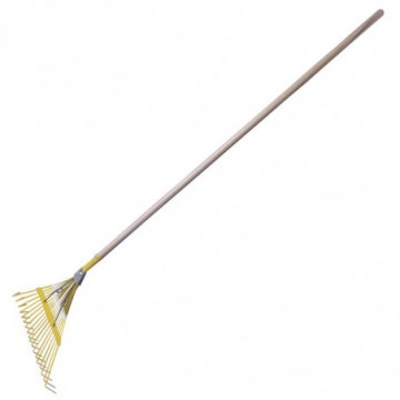 Reinforced straight metal garden broom 18 teeth