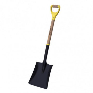 Professional square shovel with wooden handle and contractor grip