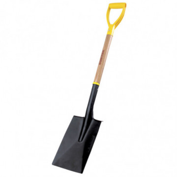 Professional scarlet shovel with wooden handle and plastic grip