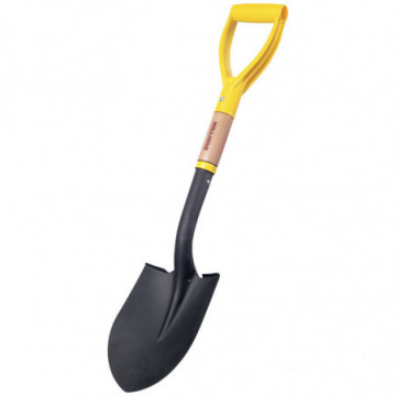 Round trunk shovel with ergonomic handle and plastic" Y" cuff