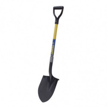 Industrial round shovel with fiberglass handle and plastic handle