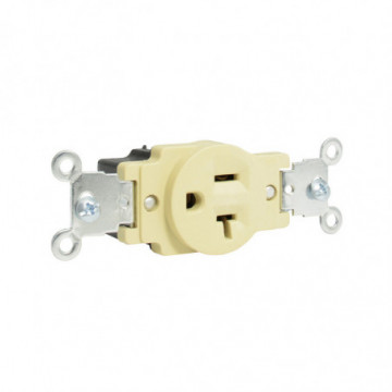 Single contact grounded mixed ivory cover black base 20A 127V
