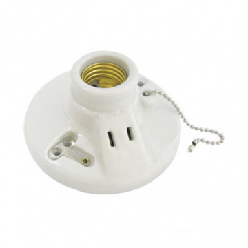 Round Porcelain Ceiling Lamp Holder with Chain and Thief 4.5" 127V