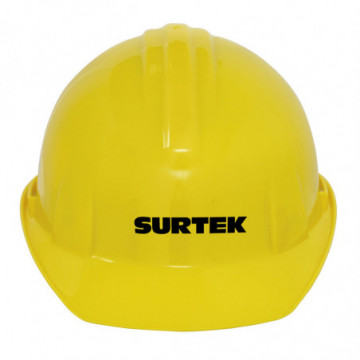 Safety helmet with rattle adjustment yellow