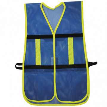 Safety vest adjustable mesh hook blue