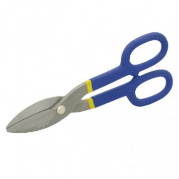 8" tinsmith scissors with non-slip textured plastisol coated handle