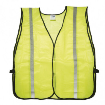 Yellow fabric safety vest with reflective tapes