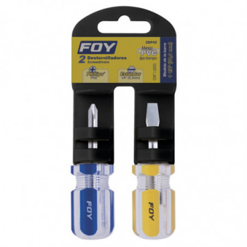 Set of 2 1/4" x 1-1/2" PVC handle screwdrivers