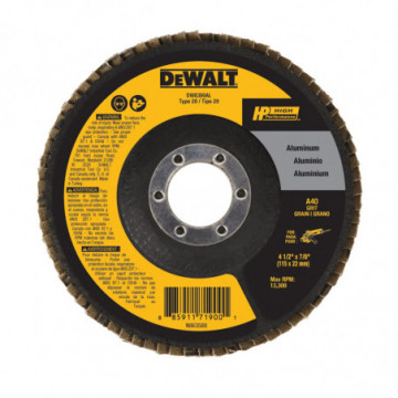 DW8306AL 4.5 x 7/8 in. 40 Grit Aluminum Flap Disc