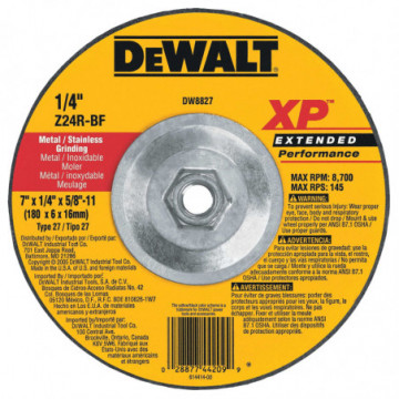 DW8827 7" x 1/4" x 5/8"-11 XP Grinding wheel