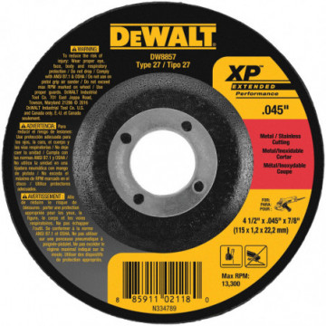 DW8857 4-1/2" x .045" x 7/8" XP Cutting Wheel