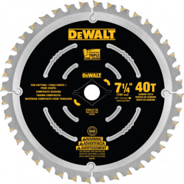 DWA31740 7 1/4" 40T Composite Decking Saw Blade