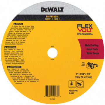 DWAFV8918 FLEXVOLT Ceramic Metal Cutoff Wheel Type 1