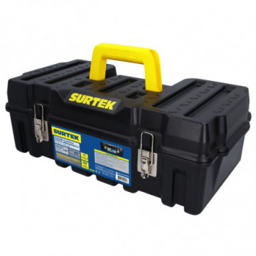 Compact plastic tool box with metal clasps 21"