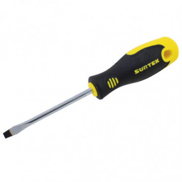 Bi-material screwdriver round bar flat tip 5/16" x 8"