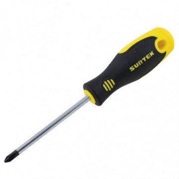 Bi-material round bar screwdriver No. 0 phillips tip 1/8" x 4"