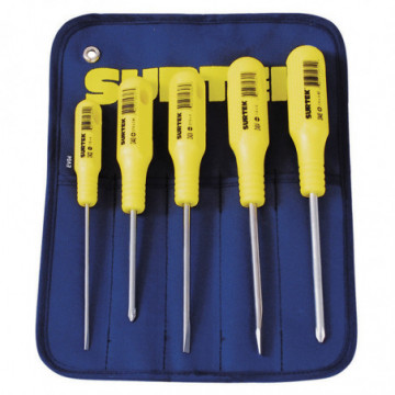 Set of 5 yellow combination screwdrivers