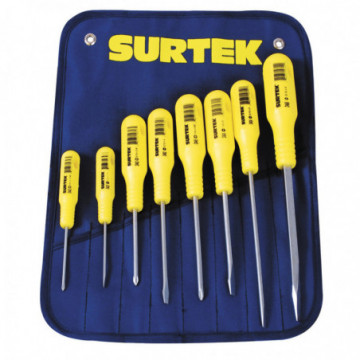 Set of 8 combination yellow screwdrivers