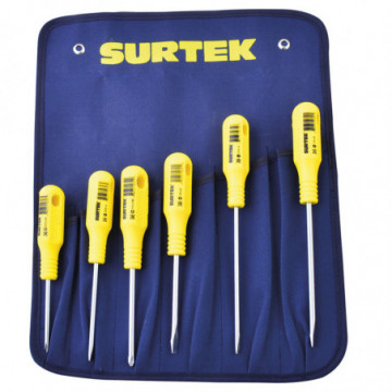 Set of 6 yellow combination screwdrivers