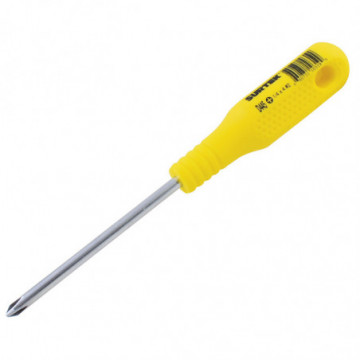 Yellow round bar screwdriver No. 2 1/4" x 4" phillips tip