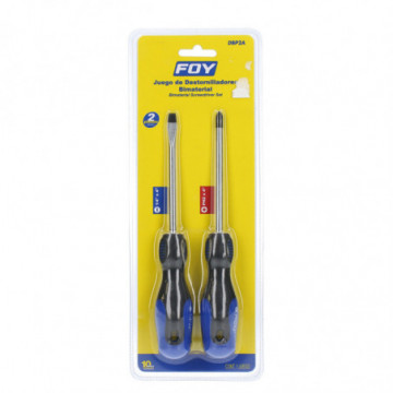 Set of 2 bi-material top-type screwdrivers