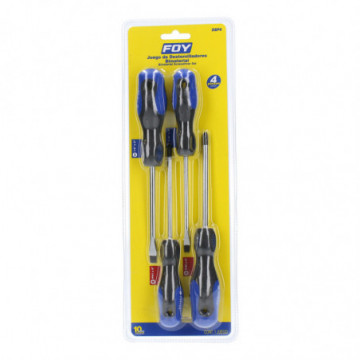 Set of 4 bi-material screwdrivers
