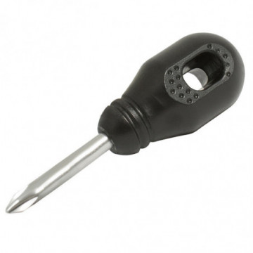 Black screwdriver for round bar phillips No. 2 1/4" x 1-3/8"
