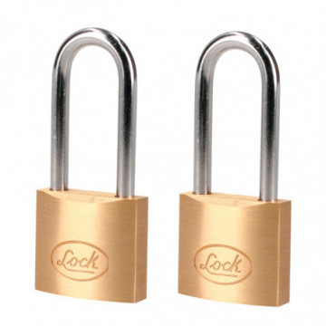 Brass padlock long standard key 2 pieces 25mm