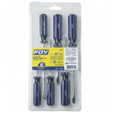 Set of 6 combination screwdrivers PVC handle