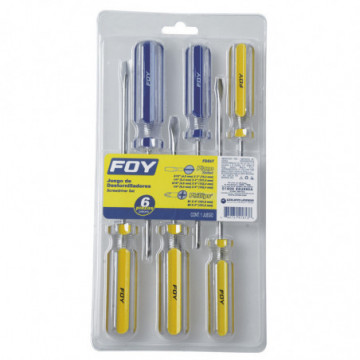 Set of 6 combination screwdrivers PVC handle