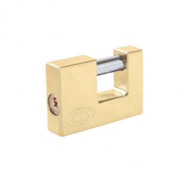 Steel padlock for curtain key tetra 80mm bright brass